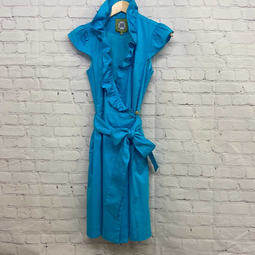 Elizabeth McKay Scotland Ruffled Wrap Mini Dress Size 4